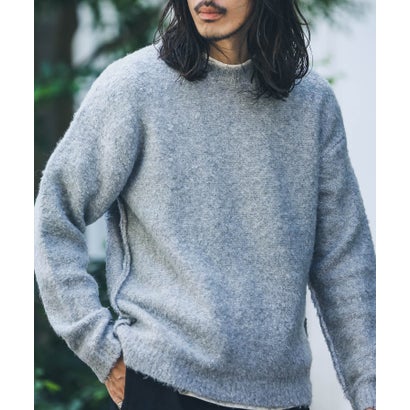 アーバンリサーチ サニーレーベル URBAN RESEARCH Sonny Label ウール混ブークレニットプルオーバー （ネイビー）｜詳細画像