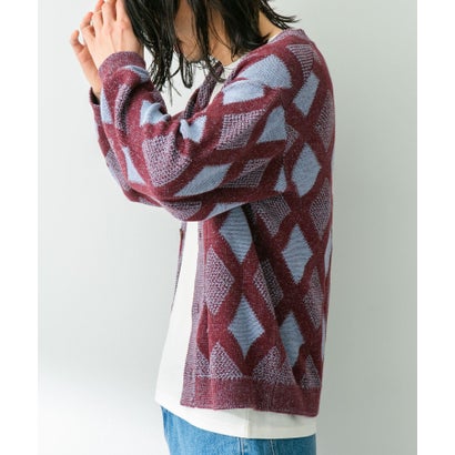 アーバンリサーチ サニーレーベル URBAN RESEARCH Sonny Label ジャガードVネックニットカーディガン （オフ）｜詳細画像