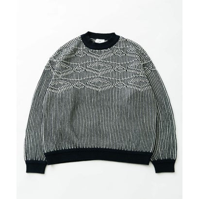アーバンリサーチ サニーレーベル URBAN RESEARCH Sonny Label ジャガードクルーネックニットプルオーバー （ネイビー）｜詳細画像
