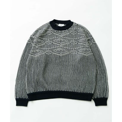 アーバンリサーチ サニーレーベル URBAN RESEARCH Sonny Label ジャガードクルーネックニットプルオーバー （ネイビー）｜詳細画像
