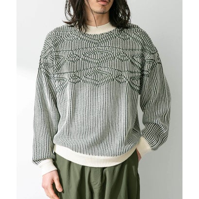 アーバンリサーチ サニーレーベル URBAN RESEARCH Sonny Label ジャガードクルーネックニットプルオーバー （ネイビー）｜詳細画像