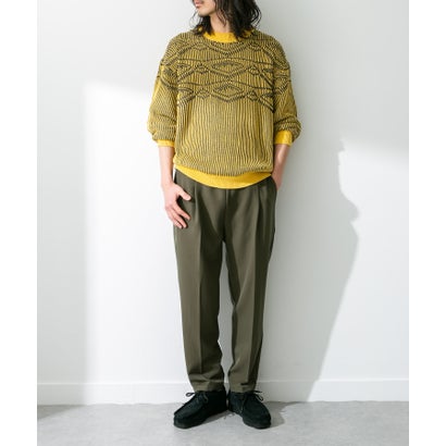 アーバンリサーチ サニーレーベル URBAN RESEARCH Sonny Label ジャガードクルーネックニットプルオーバー （ネイビー）｜詳細画像