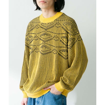 アーバンリサーチ サニーレーベル URBAN RESEARCH Sonny Label ジャガードクルーネックニットプルオーバー （ネイビー）｜詳細画像