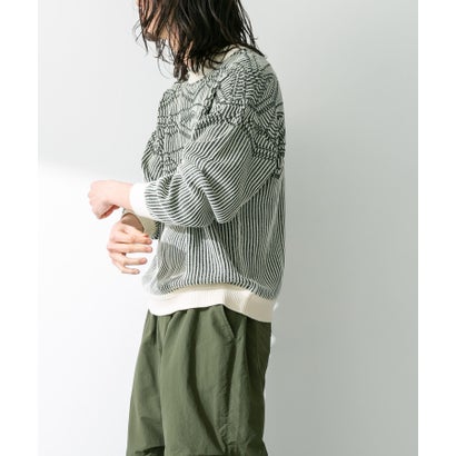 アーバンリサーチ サニーレーベル URBAN RESEARCH Sonny Label ジャガードクルーネックニットプルオーバー （ネイビー）｜詳細画像