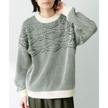 アーバンリサーチ サニーレーベル URBAN RESEARCH Sonny Label ジャガードクルーネックニットプルオーバー （ネイビー）｜詳細画像