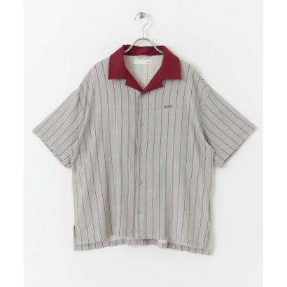 アーバンリサーチ サニーレーベル URBAN RESEARCH Sonny Label OOPS ストライプシャツ （GRY×WINE）｜詳細画像