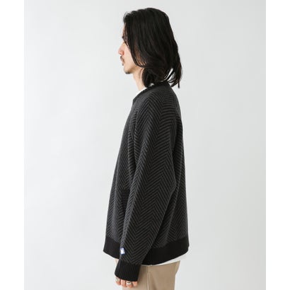 アーバンリサーチ サニーレーベル URBAN RESEARCH Sonny Label 『別注』BAEXFATE×Sonny Label ヘリンボンジップアップニットカーディガン （ブラック）｜詳細画像