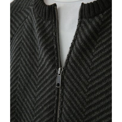 アーバンリサーチ サニーレーベル URBAN RESEARCH Sonny Label 『別注』BAEXFATE×Sonny Label ヘリンボンジップアップニットカーディガン （ブラック）｜詳細画像