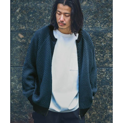 アーバンリサーチ サニーレーベル URBAN RESEARCH Sonny Label 『別注』BAEXFATE×Sonny Label ヘリンボンジップアップニットカーディガン （ブラック）｜詳細画像