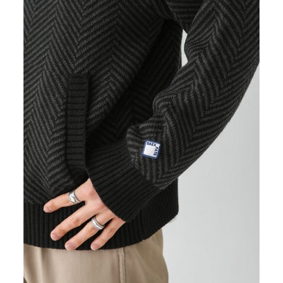アーバンリサーチ サニーレーベル URBAN RESEARCH Sonny Label 『別注』BAEXFATE×Sonny Label ヘリンボンジップアップニットカーディガン （ナチュラル）｜詳細画像