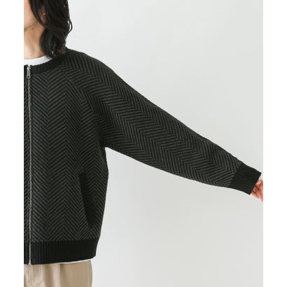 アーバンリサーチ サニーレーベル URBAN RESEARCH Sonny Label 『別注』BAEXFATE×Sonny Label ヘリンボンジップアップニットカーディガン （ナチュラル）｜詳細画像