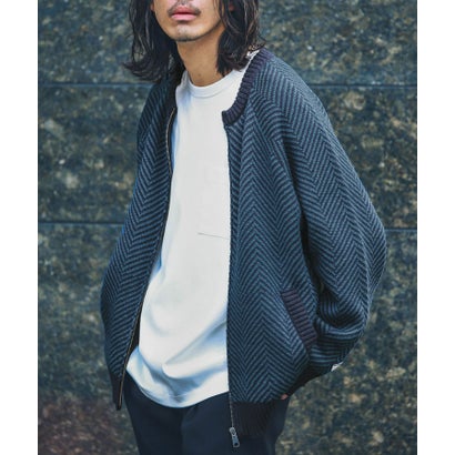 アーバンリサーチ サニーレーベル URBAN RESEARCH Sonny Label 『別注』BAEXFATE×Sonny Label ヘリンボンジップアップニットカーディガン （ナチュラル）｜詳細画像