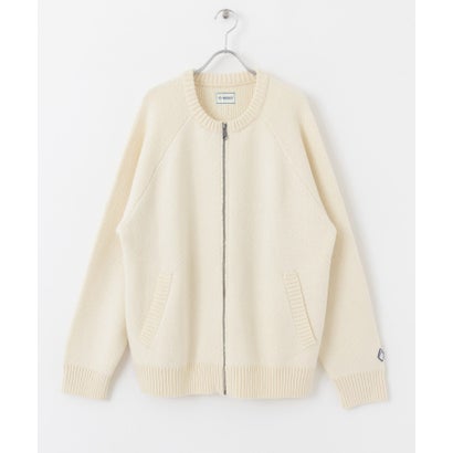 アーバンリサーチ サニーレーベル URBAN RESEARCH Sonny Label 『別注』BAEXFATE×Sonny Label ヘリンボンジップアップニットカーディガン （ナチュラル）｜詳細画像