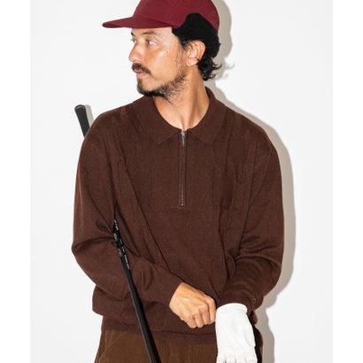 アーバンリサーチ サニーレーベル URBAN RESEARCH Sonny Label OOPS ケーブル襟付きニットポロシャツ （BROWN）｜詳細画像