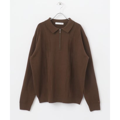 アーバンリサーチ サニーレーベル URBAN RESEARCH Sonny Label OOPS ケーブル襟付きニットポロシャツ （BROWN）｜詳細画像
