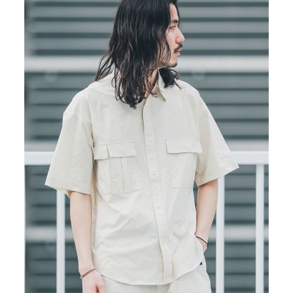 アーバンリサーチ サニーレーベル URBAN RESEARCH Sonny Label HyperHelix胸ポケットショートスリーブシャツ （アイボリー）｜詳細画像