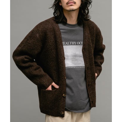 アーバンリサーチ サニーレーベル URBAN RESEARCH Sonny Label モヘヤタッチVネックニットカーディガン （ダークブラウン）｜詳細画像