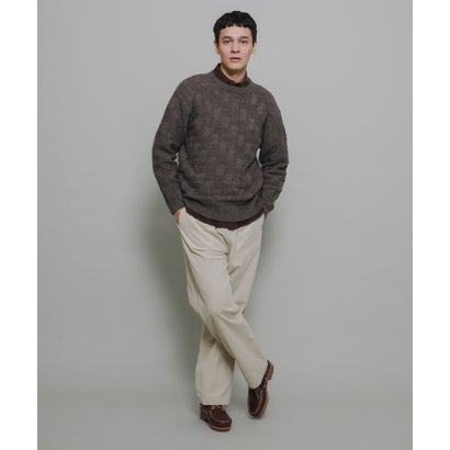 アーバンリサーチ サニーレーベル URBAN RESEARCH Sonny Label ブロック柄クルーネックニットプルオーバー （ブラウン）｜詳細画像