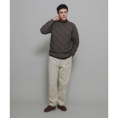 アーバンリサーチ サニーレーベル URBAN RESEARCH Sonny Label ブロック柄クルーネックニットプルオーバー （ブラウン）｜詳細画像