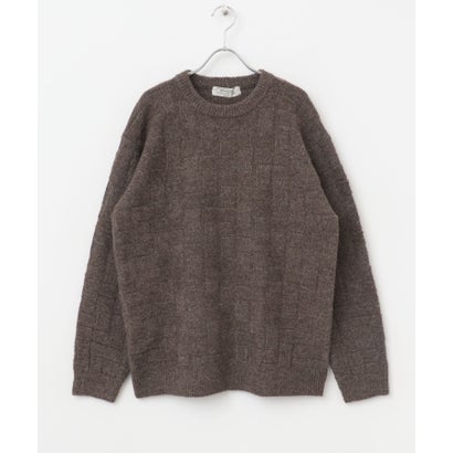 アーバンリサーチ サニーレーベル URBAN RESEARCH Sonny Label ブロック柄クルーネックニットプルオーバー （ブラウン）｜詳細画像