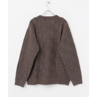 アーバンリサーチ サニーレーベル URBAN RESEARCH Sonny Label ブロック柄クルーネックニットプルオーバー （ブラウン）｜詳細画像