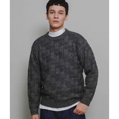アーバンリサーチ サニーレーベル URBAN RESEARCH Sonny Label ブロック柄クルーネックニットプルオーバー （ブラウン）｜詳細画像