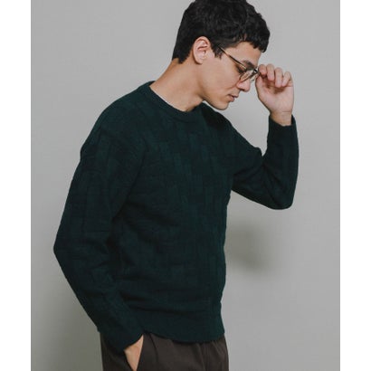 アーバンリサーチ サニーレーベル URBAN RESEARCH Sonny Label ブロック柄クルーネックニットプルオーバー （ブラウン）｜詳細画像