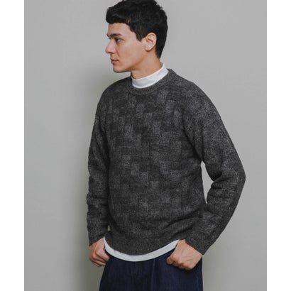 アーバンリサーチ サニーレーベル URBAN RESEARCH Sonny Label ブロック柄クルーネックニットプルオーバー （ブラウン）｜詳細画像