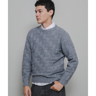 アーバンリサーチ サニーレーベル URBAN RESEARCH Sonny Label ブロック柄クルーネックニットプルオーバー （ブラウン）｜詳細画像