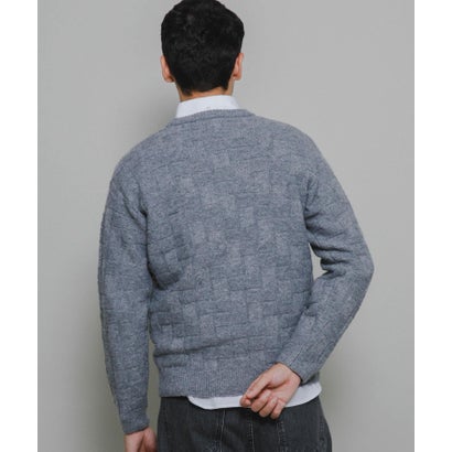 アーバンリサーチ サニーレーベル URBAN RESEARCH Sonny Label ブロック柄クルーネックニットプルオーバー （ブラウン）｜詳細画像
