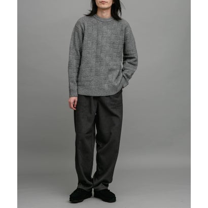 アーバンリサーチ サニーレーベル URBAN RESEARCH Sonny Label ブロック柄クルーネックニットプルオーバー （ブラウン）｜詳細画像