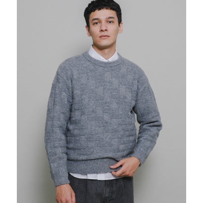 アーバンリサーチ サニーレーベル URBAN RESEARCH Sonny Label ブロック柄クルーネックニットプルオーバー （ブラウン）｜詳細画像