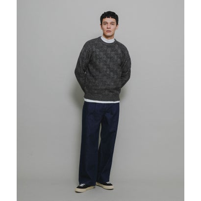 アーバンリサーチ サニーレーベル URBAN RESEARCH Sonny Label ブロック柄クルーネックニットプルオーバー （ブラウン）｜詳細画像