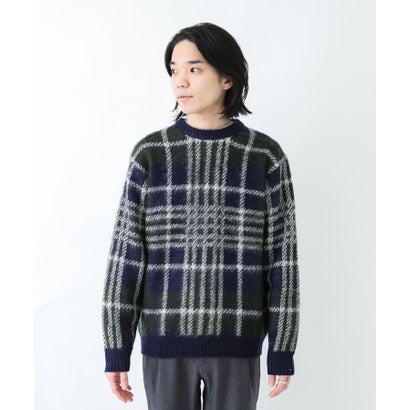 アーバンリサーチ サニーレーベル URBAN RESEARCH Sonny Label チェックジャガードニットプルオーバー （ボルドー）｜詳細画像