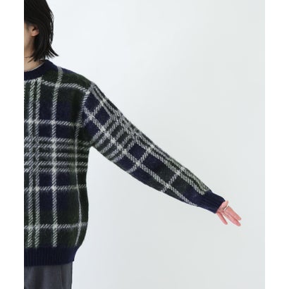 アーバンリサーチ サニーレーベル URBAN RESEARCH Sonny Label チェックジャガードニットプルオーバー （ボルドー）｜詳細画像