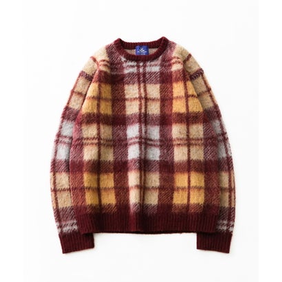 アーバンリサーチ サニーレーベル URBAN RESEARCH Sonny Label チェックジャガードニットプルオーバー （ボルドー）｜詳細画像