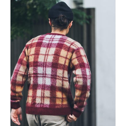 アーバンリサーチ サニーレーベル URBAN RESEARCH Sonny Label チェックジャガードニットプルオーバー （ボルドー）｜詳細画像