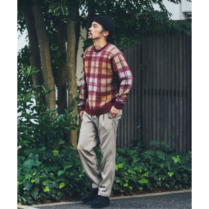 アーバンリサーチ サニーレーベル URBAN RESEARCH Sonny Label チェックジャガードニットプルオーバー （ボルドー）｜詳細画像