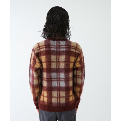 アーバンリサーチ サニーレーベル URBAN RESEARCH Sonny Label チェックジャガードニットプルオーバー （ボルドー）｜詳細画像