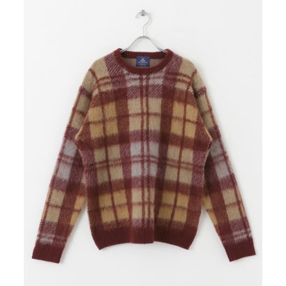 アーバンリサーチ サニーレーベル URBAN RESEARCH Sonny Label チェックジャガードニットプルオーバー （ボルドー）｜詳細画像