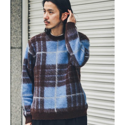 アーバンリサーチ サニーレーベル URBAN RESEARCH Sonny Label チェックジャガードニットプルオーバー （ボルドー）｜詳細画像
