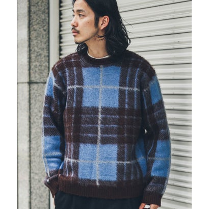 アーバンリサーチ サニーレーベル URBAN RESEARCH Sonny Label チェックジャガードニットプルオーバー （ボルドー）｜詳細画像