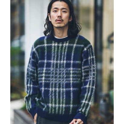 アーバンリサーチ サニーレーベル URBAN RESEARCH Sonny Label チェックジャガードニットプルオーバー （ボルドー）｜詳細画像