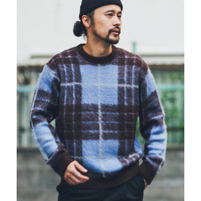 アーバンリサーチ サニーレーベル URBAN RESEARCH Sonny Label チェックジャガードニットプルオーバー （ボルドー）｜詳細画像