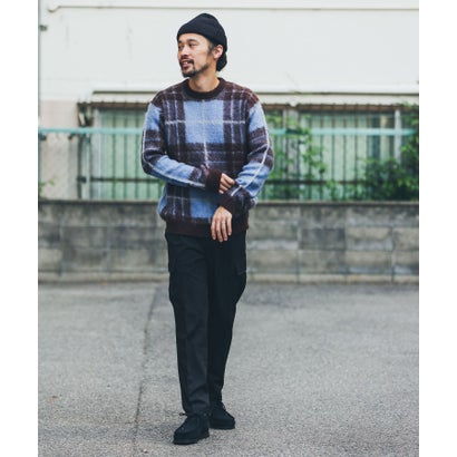 アーバンリサーチ サニーレーベル URBAN RESEARCH Sonny Label チェックジャガードニットプルオーバー （ボルドー）｜詳細画像