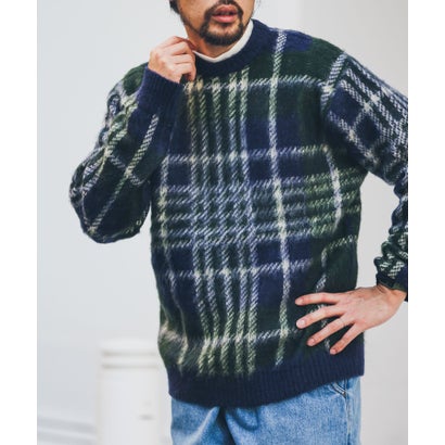 アーバンリサーチ サニーレーベル URBAN RESEARCH Sonny Label チェックジャガードニットプルオーバー （ボルドー）｜詳細画像