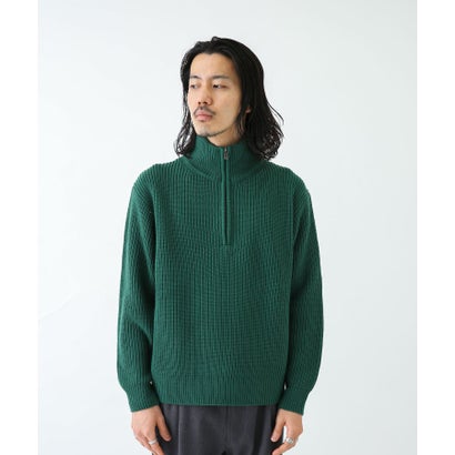 アーバンリサーチ サニーレーベル URBAN RESEARCH Sonny Label 『洗濯可』マシンウォッシャブルハーフZIPニットプルオーバー （グリーン）｜詳細画像