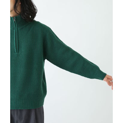 アーバンリサーチ サニーレーベル URBAN RESEARCH Sonny Label 『洗濯可』マシンウォッシャブルハーフZIPニットプルオーバー （グリーン）｜詳細画像