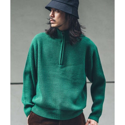 アーバンリサーチ サニーレーベル URBAN RESEARCH Sonny Label 『洗濯可』マシンウォッシャブルハーフZIPニットプルオーバー （グリーン）｜詳細画像