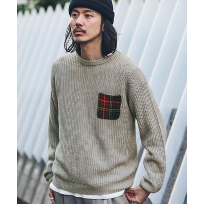 アーバンリサーチ サニーレーベル URBAN RESEARCH Sonny Label ハリスツイードポケット付ニットプルオーバー （オフホワイト）｜詳細画像